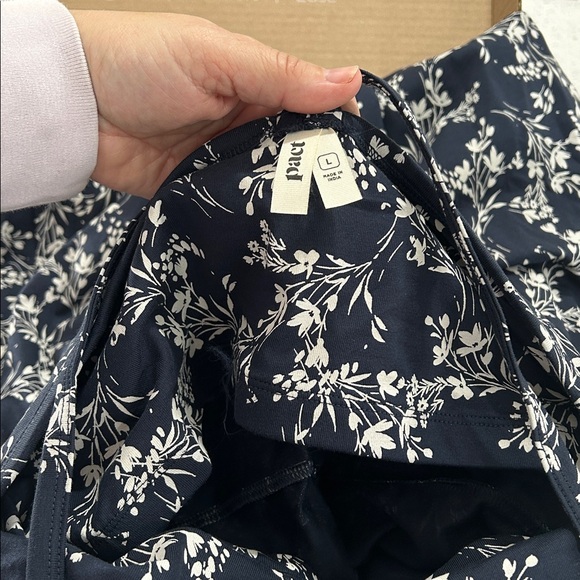 PACT Organic Cotton Fit and Flare Midi Dress in Navy White Floral Print NEW - L - Picture 9 of 14